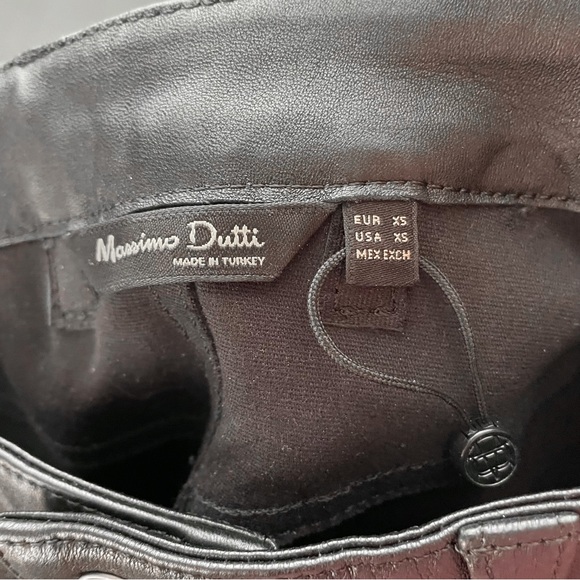 Leather Massimo Dutti Black Moto Pants Women’s 100% Sheep Leather - Picture 3 of 12